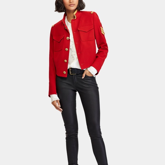 Reduced! RALPH LAUREN Cropped Military Jacket, Madison Red, Sz 14 w/ Gift Box! - Picture 8 of 13